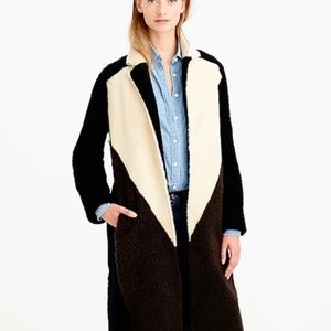 J CREW Collection Shearling Colorblock Coat